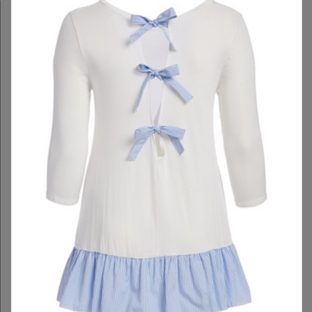 NWOT white tunic w/ back bows and ruffle hem